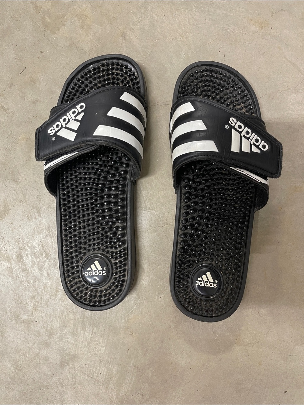 adidas Black Slide Sandals with White Stripes